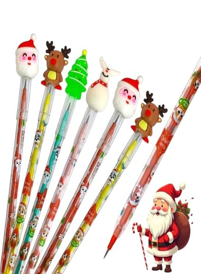 AMYCAUR Christmas Pencils, Stackable Push Pencil with Christmas Santa Claus, Stacking Pencil, Christmas Gift for Kids, Santa Claus Gift for Kids, Return Gift for Kids, Pencil for Kids (10pcs) - Image 1